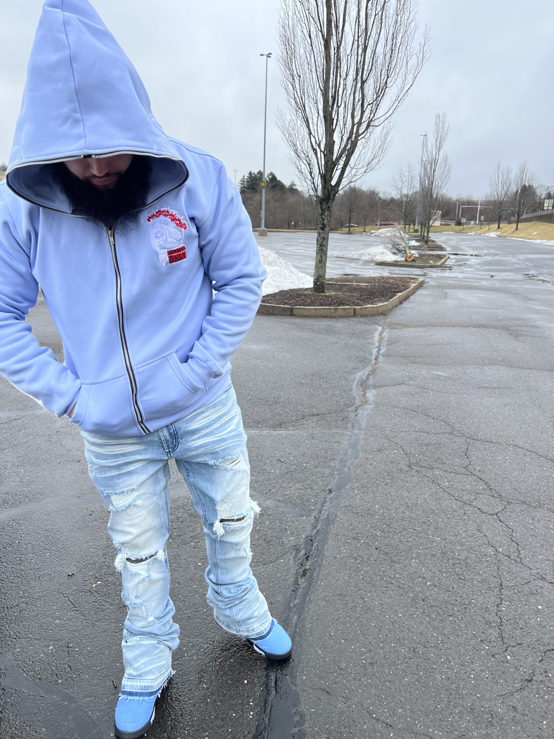 'SANCTIONED' Full Zip Hoodie (Sky Blue) - Kruzify Worldwide