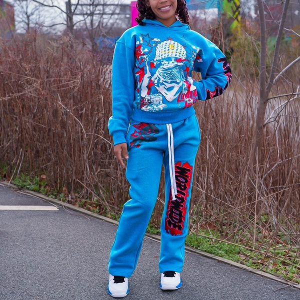 'Tali-Bands' Sweatsuit- Aqua Blue