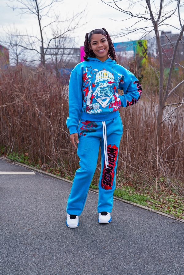 'Tali-Bands' Sweatsuit- Aqua Blue