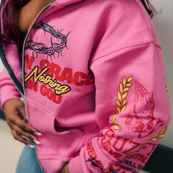 'SAVED BY GRACE' Hoodie- Pink