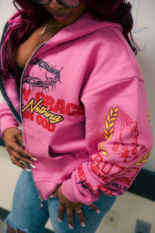 'SAVED BY GRACE' Hoodie- Pink