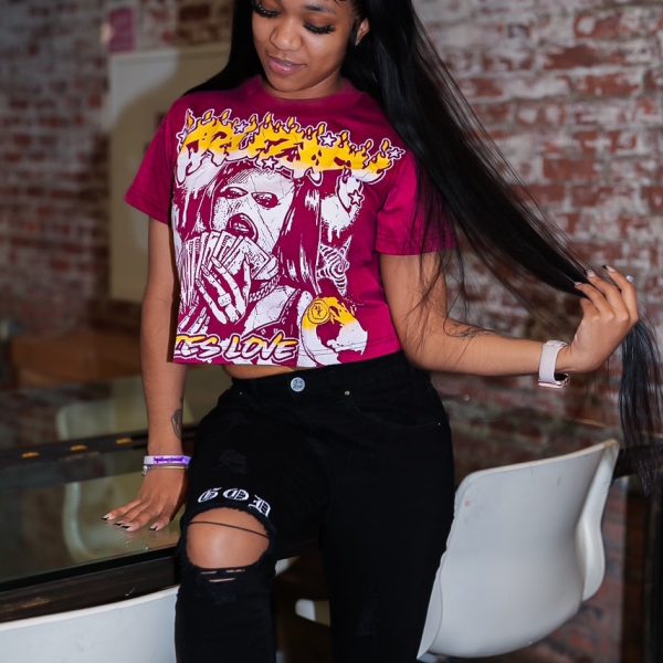 'Ladies Love Munyun' Crop Top- Burgundy