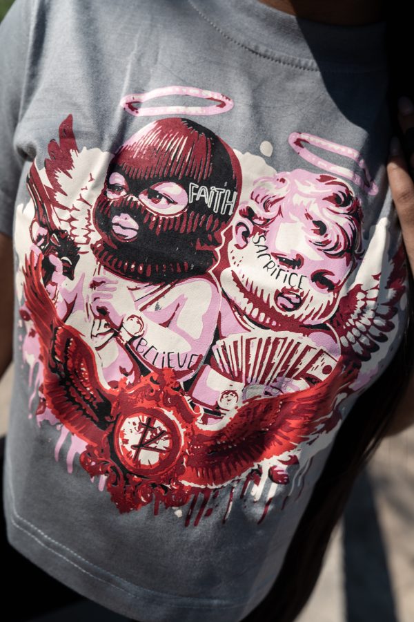 'Saints & Sacrifices' Crop Top- Grey