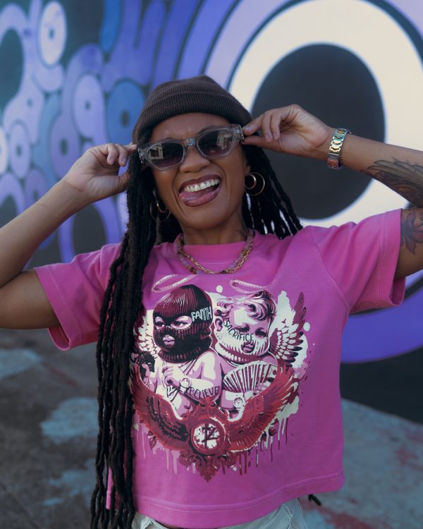 'Saints & Sacrifices' Crop top- Pink