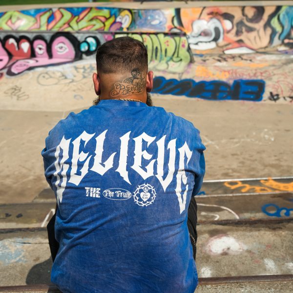 'LOVE IS PAIN' Tee- Washed Royal Blue