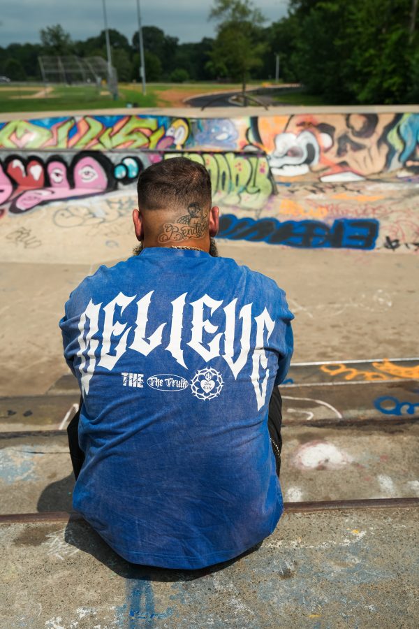 'LOVE IS PAIN' Tee- Washed Royal Blue